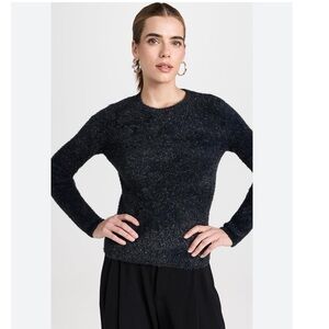 Vince Metallic Lurex Soft Eyelash Pullover Obsidian Black Sweater